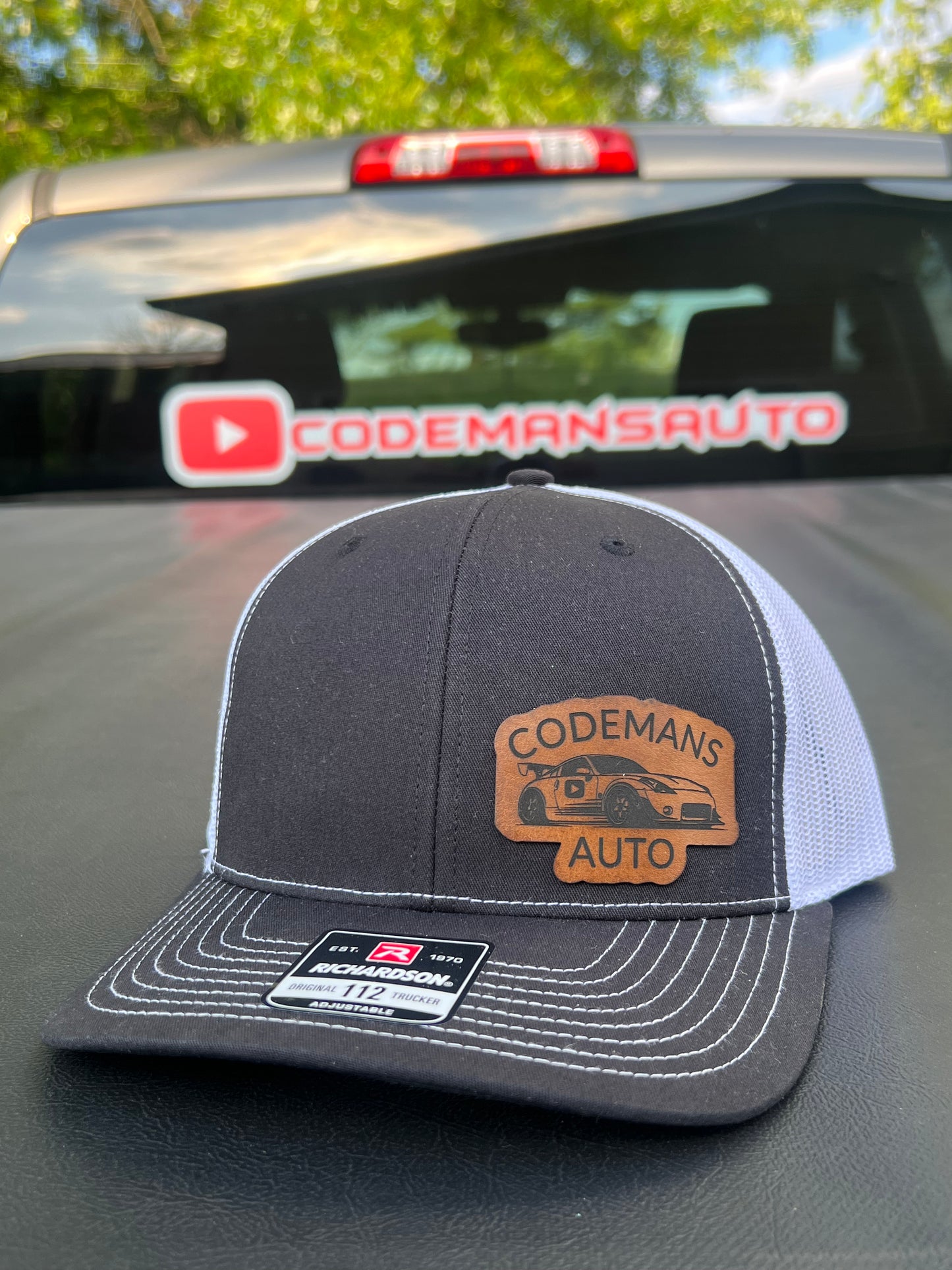 CodemansAuto Richardson 112 Trucker Hat Ball Cap Meshback Hat Snapback Trucker Cap BLACK/WHITE